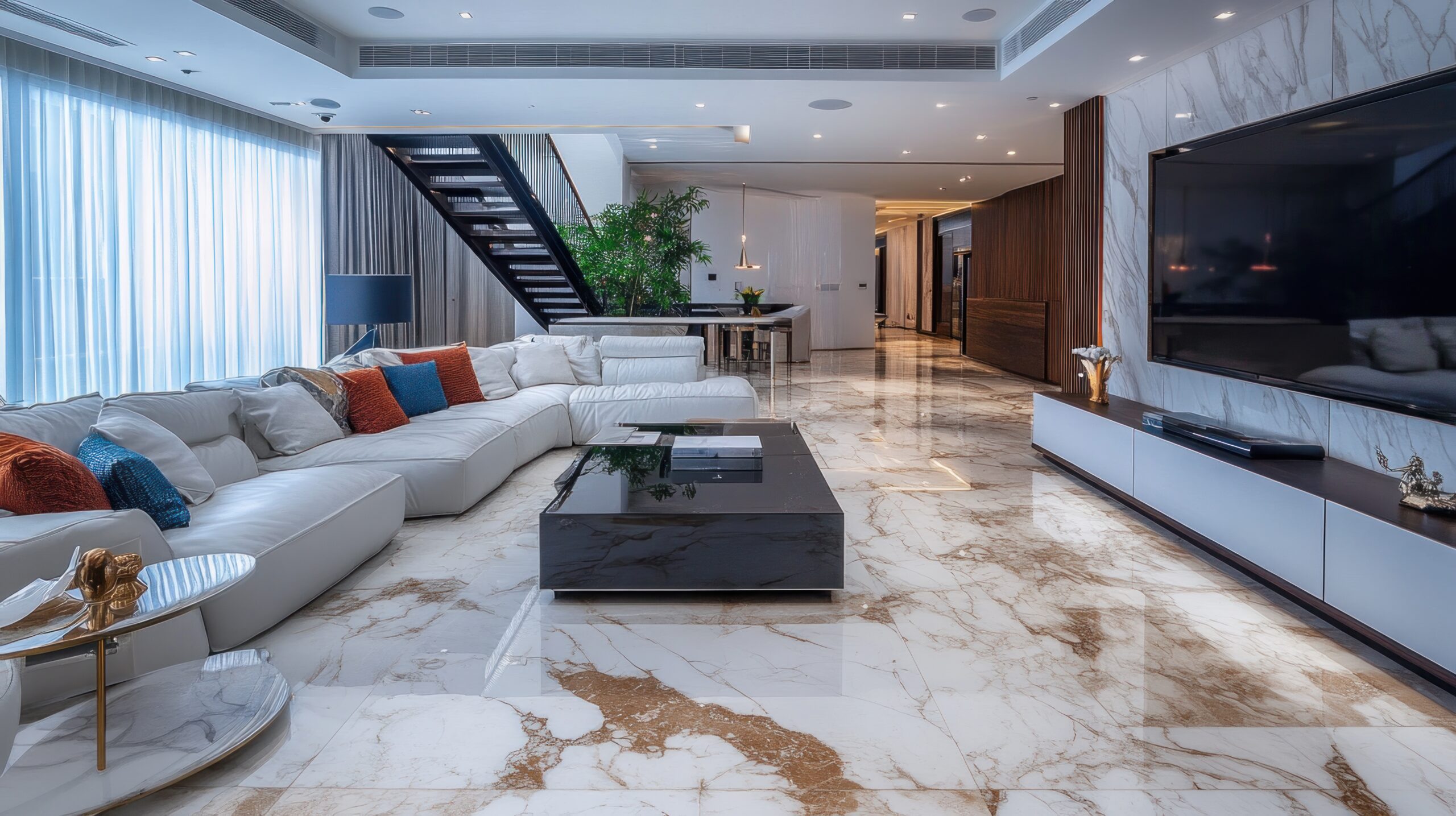 Modern Interior Design with Marble Flooring